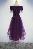 Anneprom A-Line Cute Purple High Low Prom Dress Purple Homecoming Dress APP0278