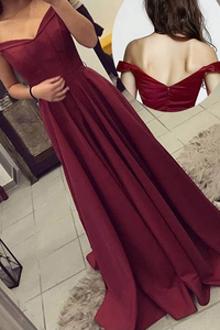 Anneprom Off-The-Shoulder Long Burgundy Prom Dresses Party Evening Gowns APP0313