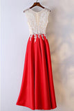 Anneprom White And Red Lace Long Formal/Prom Dress For Women APP0324
