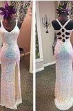 Anneprom Sexy Sequins Mermaid Sweetheart Sleeveless with Slit Criss Cross Long Evening Dresses APP0398