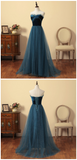 Anneprom Elegant Tulle and Velvet Tea Long Formal Dress, A-line Party Dress Evening Dress APP0406