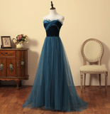 Anneprom Elegant Tulle and Velvet Tea Long Formal Dress, A-line Party Dress Evening Dress APP0406