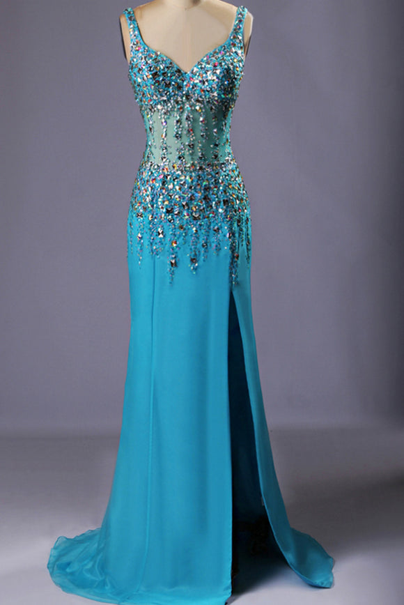 Anneprom Crystaled Sheer Bodice Sparkle Prom Dress APP0408