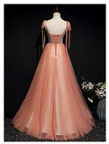 Anneprom Lovely Tulle Sparkle Straps Long Formal Gown, Prom Dress APP0410