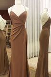 Anneprom Elegant V-Neck Pleated Sheath Long Prom Dress APP0411
