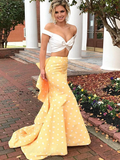 Anneprom Chic Trumpet/Mermaid Off-the-shoulder Long Prom Dresses Two Pieces Evening Dress APP0425