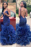 Anneprom Royal Blue Beaded Mermaid Prom Dress, Long Evening Dress, Formal Women Dress APP0458