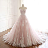 Anneprom A Line Long Tulle Prom Dress With Lace Appliques APP0460