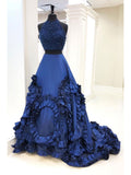 Anneprom Two Pieces Royal Blue Prom Dresses With Beads and Sequin Blue Evening Gowns Long Prom Dresses Evening Dresses APP0468