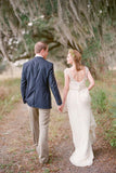 Anneprom Elegant Cap Sleeve Long Chiffon Sweetheart Wedding Dress APW0037