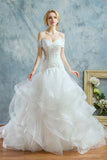 Anneprom Charming Off-The-Shoulder Lace-Up Mermaid Beading Wedding Dress APW0051