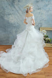 Anneprom Charming Off-The-Shoulder Lace-Up Mermaid Beading Wedding Dress APW0051