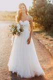 Anneprom Sweetheart Floor-Length Ivory Wedding Dress With Lace  APW0061