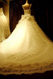 Anneprom High Quality Floor-Length V-Neck Beading Chapel Train Wedding Dresses APW0077