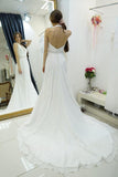 Anneprom Sheath Halter Backless Sweep Train Wedding Dress With Beading APW0085