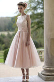 Anneprom Sleeveless Blush Pretty Flower Length Tulle Fall Wedding Dress APW0089