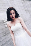 Anneprom High Low Sweet Heart Tulle Beading Wedding Dresses With Court Train APW0091