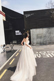 Anneprom Sweetheart A-Line Lace Tulle Wedding Dresses With Court Train APW0097 