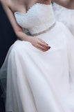 Anneprom Sweetheart A-Line Lace Tulle Wedding Dresses With Court Train APW0097 