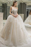 Anneprom Sweetheart Appliques Bowknot A-Line Floor-Length Wedding Dress APW0104