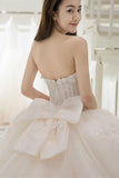 Anneprom Sweetheart Appliques Bowknot A-Line Floor-Length Wedding Dress APW0104
