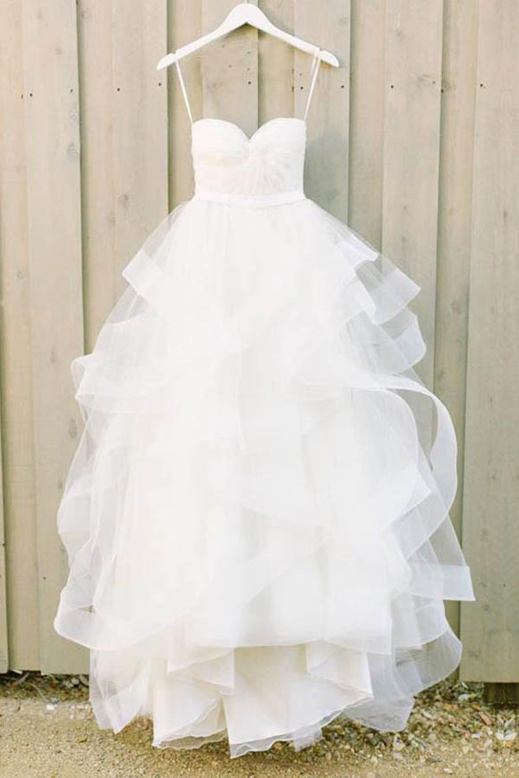 Anneprom Sweetheart Ruffles Tulle A-Line Wedding Dress Bride Gowns APW0116