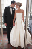 Anneprom Sweetheart Court Train Ivory Satin Wedding Dress With Ruched APW0128