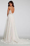 Anneprom Chic Lace Beach Spaghetti Straps Long Wedding Dresses APW0130