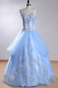 Anneprom Sweetheart Sleeveless Light Blue Beading Wedding Dress With Beading APW0144