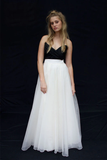 Anneprom Two Piece Black And White Strapless Sweetheart Chiffon Wedding Dresses APW0176