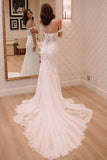 Anneprom Off Shoulder Court Train Chiffon Wedding Dress With Lace Appliques APW0182