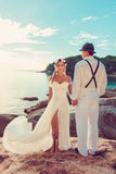 Anneprom Beach Lace Off The Shoulder Long Chiffon Wedding Dresses APW0191