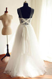 Anneprom Tulle Scoop Neckline A-Line Wedding Dresses With Lace Appliques APW0197
