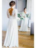 Anneprom  3/4 Sleeve See Through Backless Lace & Chiffon Wedding Dresses APW0219