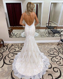 Anneprom Trumpet/Mermaid Spaghetti Straps Lace Bridal Gonws Backless Wedding Dress APW0231