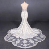 Anneprom Mermaid Spaghetti Straps Beading Wedding Dress, Elegant Appliques Bridal Dresses APW0237