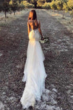 Anneprom Modest Mermaid Ivory Sexy Sleeveless Lace Wedding Dresses APW0241