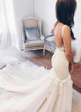 Anneprom Modest Mermaid Ivory Sexy Sleeveless Lace Wedding Dresses APW0241