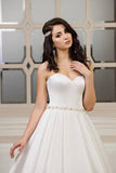 Anneprom Chic Ivory Wedding Dress Long Bateau Satin Cheap A Line Sweetheart Wedding Dress APW0249