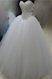 Anneprom Classy White Ball Gown Long Beaded Sweetheart Lace Up Wedding Dresses APW0253