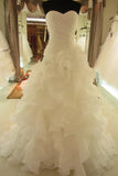 Anneprom Lace Up Simple Ivory A-line Sweetheart Cheap Plus Size Wedding Dresses APW0274