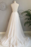 Anneprom A Line Spaghetti Straps Beach Wedding Dresses Lace Wedding Gowns APW0276
