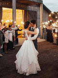 Anneprom V neck Ball Gowns Spaghetti Strap Wedding Dresses Simple Printed Bridal Dress APW0286
