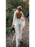 Anneprom Backless Batwing Sleeve Boho Wedding Dresses Mermaid Rustic Wedding Dress APW0287