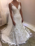Anneprom Sheath Sleeveless Backless Ivory Lace Ristic Wedding Dresses APW0294