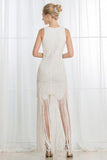 Anneprom A-Line Jewel Ivory Scoop Satin Beading Tassel Sleeveless Appliques Wedding Dresses APW0304