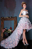 Anneprom Charming Sweetheart Fowers Strapless Tulle Asymmetry Prom Dresses Wedding Dresses Apw0307