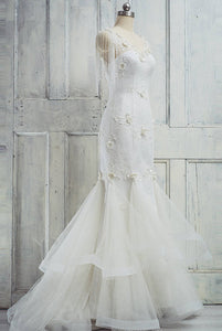 Anneprom Mermaid Long Tiered Beading Ivory Wedding Dress APW0309