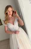 Anneprom Chic A-line Off The Shoulder Bridal Gonws Appliques Wedding Dress APW0314