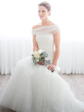 Anneprom Mermaid Off-the-shoulder Tulle Wedding Dresses Princess Bridal Dresses APW0330